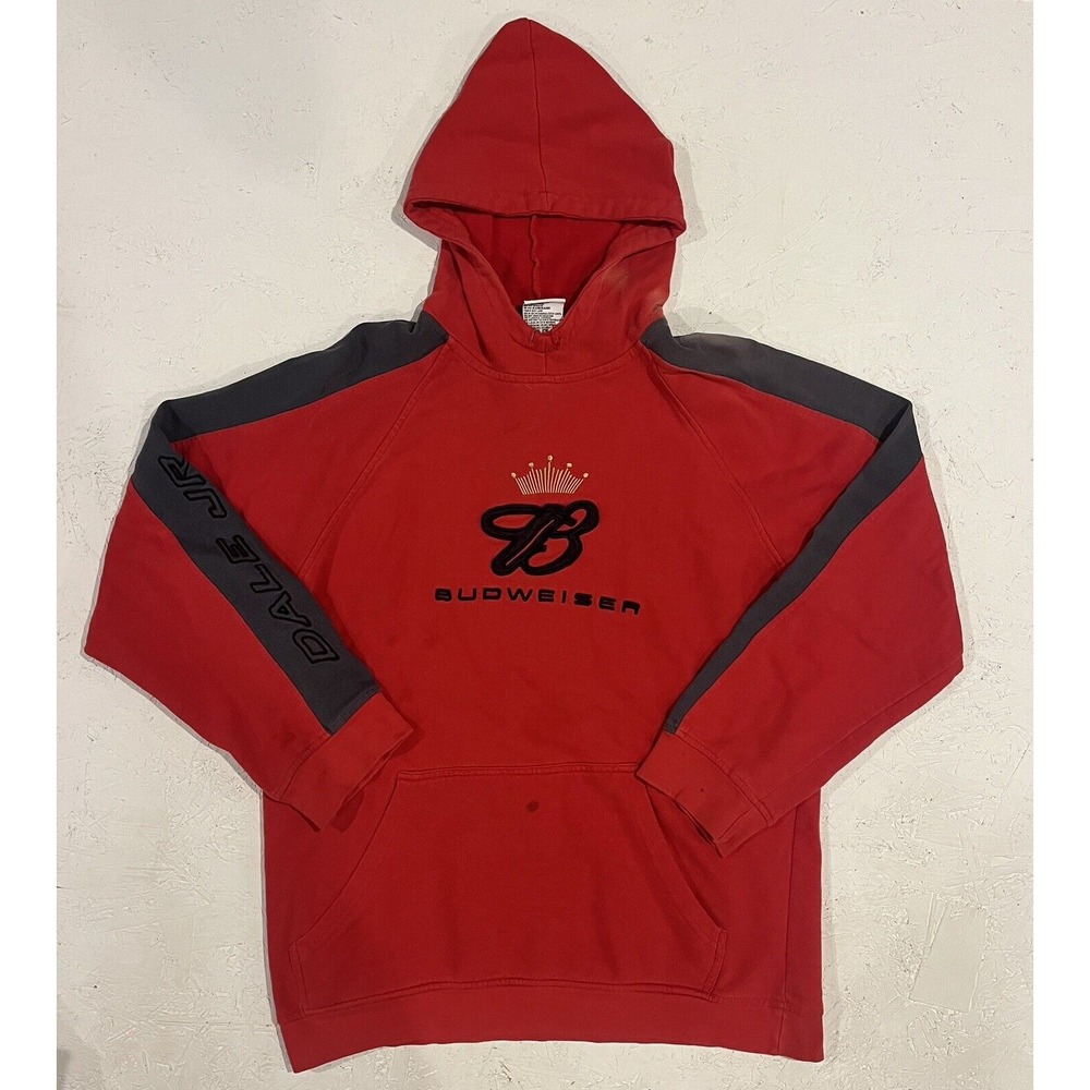Vtg Dale‎ Earnhardt Jr Sweatshirt Mens M Winners Circle Red Budweiser Nascar
